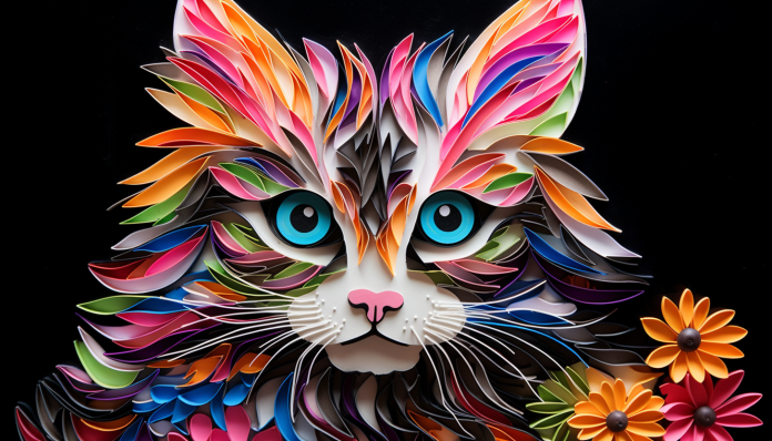 Paper Cut Art Cat Paint by Numbers Kit
