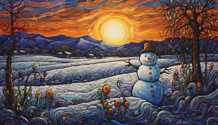 Bold Snowman Country Sunset  Paint by Numbers Kit