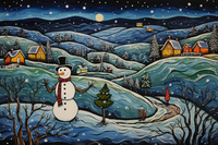 Thumbnail for Bold Snowman On A Country Hill  Paint by Numbers Kit