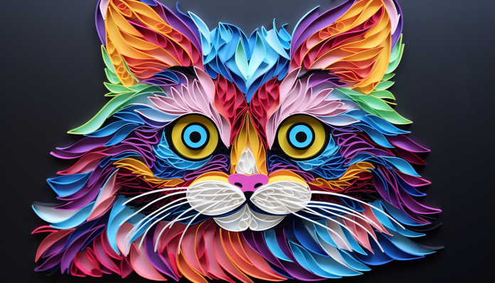 Colorful Paper Cut Cat  Paint by Numbers Kit