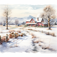 Thumbnail for Watercolor Winter Day In The Country   Paint by Numbers Kit