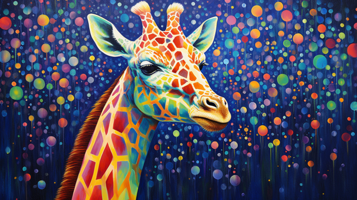 Giraffe And Many Colores