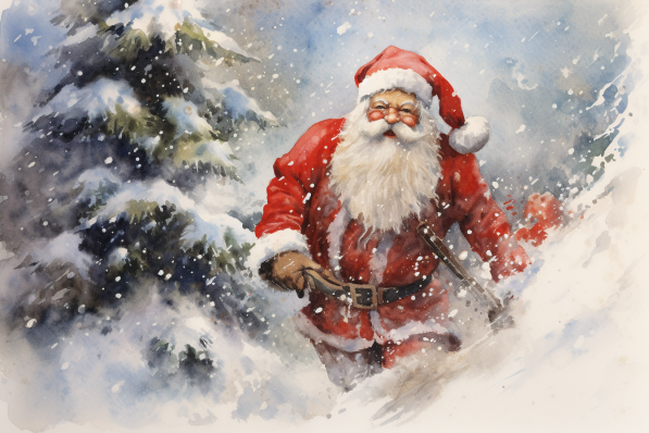 Watercolor Santa Clause In The Snow  Paint by Numbers Kit