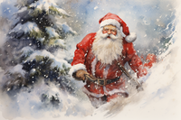 Thumbnail for Watercolor Santa Clause In The Snow  Paint by Numbers Kit