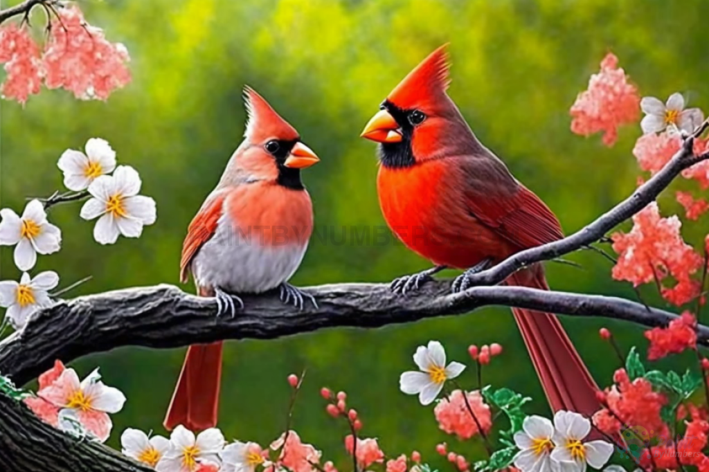Cardinals In Spring Paint By Numbers Kit