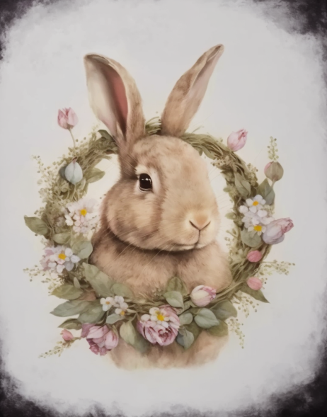 Large Paint By Numbers - Framed - 24x32in - Easter Bunny Wreath