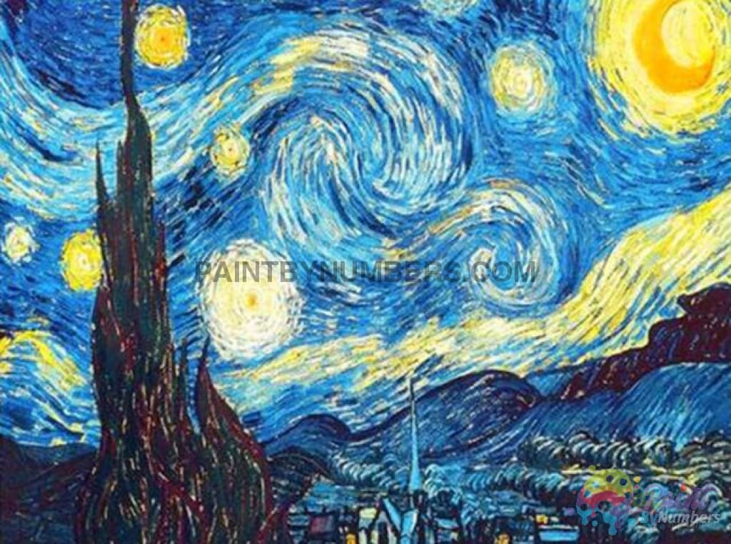 Free Paint By Numbers Kit Starry Night / 30X40Cm No Frame