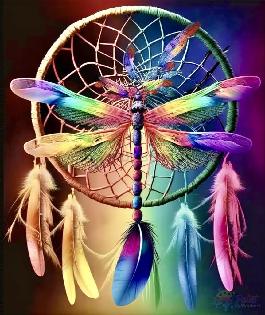 Rainbow Dragonfly Dream Catcher Paint By Numbers Kit For Adults