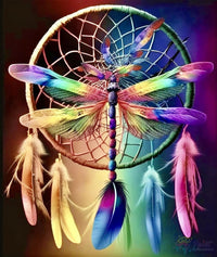 Thumbnail for Rainbow Dragonfly Dream Catcher Paint By Numbers Kit For Adults