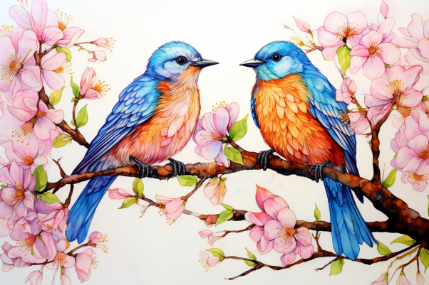 A Sweet Lovebirds Gaze  Paint by Numbers Kit