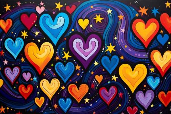 Fun Bold Hearts And Stars  Paint by Numbers Kit