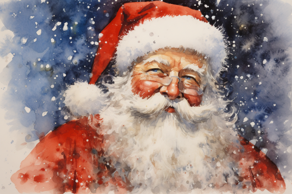 Snowy Watercolor Santa Clause  Paint by Numbers Kit