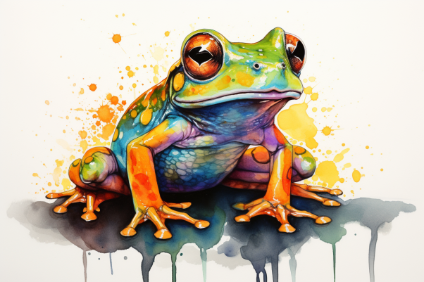 Bright Watercolor Frog