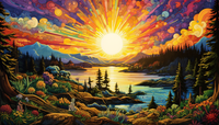 Thumbnail for Vivid Sun Above Lake And Forest  Paint by Numbers Kit