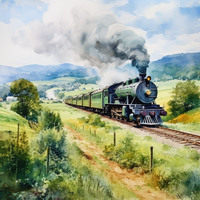 Thumbnail for Watercolor Choo Choo Train  Paint by Numbers Kit