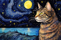 Thumbnail for Tabby Cat On A Starry Night  Paint by Numbers Kit