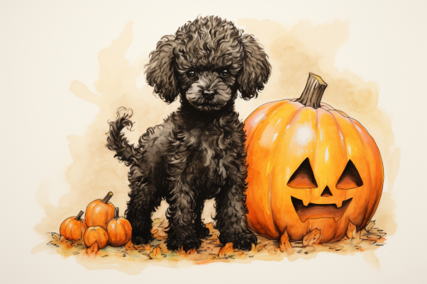 Black Halloween Poodle Puppy