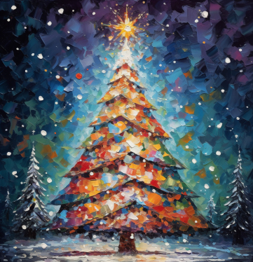 Christmas Tree In The Forest Painting