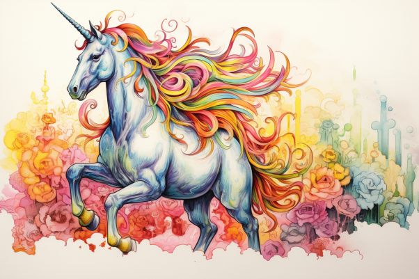 White Watercolor Unicorn  Paint by Numbers Kit