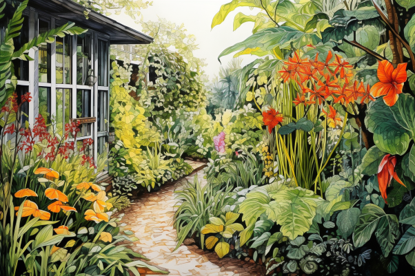 Watercolor Home Garden