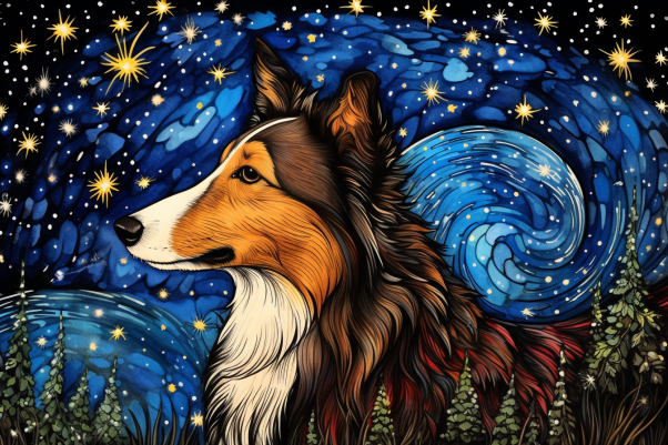 Starry Night Collie  Paint by Numbers Kit