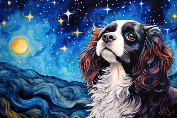 Starry Night King Charles Spaniel  Paint by Numbers Kit