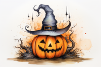 Thumbnail for Halloween Jack O Lantern In Witch Hat