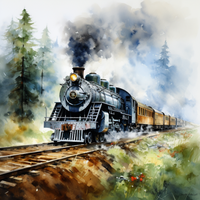 Thumbnail for Watercolor Train On The Go  Paint by Numbers Kit