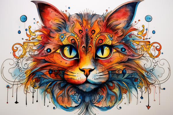 Artsy Watercolor Kitty Cat  Paint by Numbers Kit