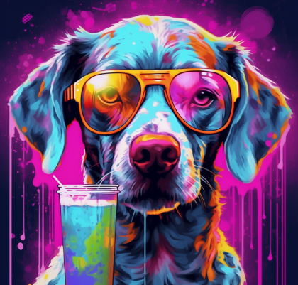 Groovy Dog In Gold Glasses Ready To Chill