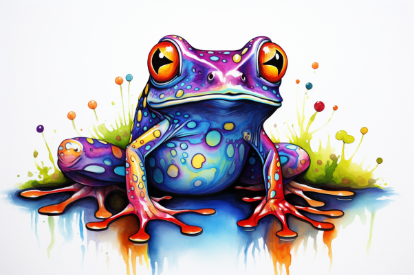 Sleek Bright Colored Frog Paint by Numbers Kit