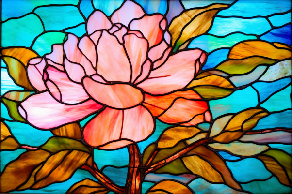 Graceful Single Flower On Stained Glass