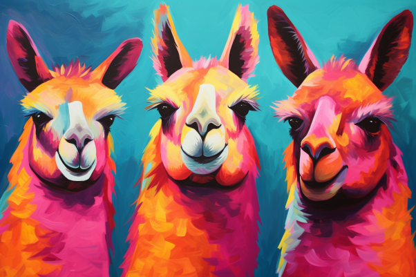 Coloful Artsy Mexican Llamas  Paint by Numbers Kit