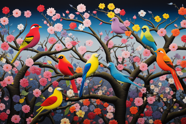 Colorful Spring Birds  Paint by Numbers Kit