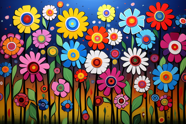 Playful Bright Flower Garden