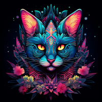 Thumbnail for Abstract Neon Kitty Cat