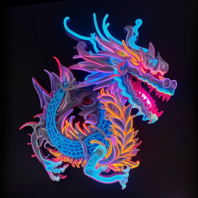Cute, Wee Neon Dragon