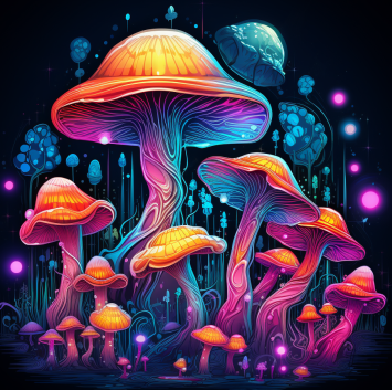 Dreamy Glowing Mushrooms
