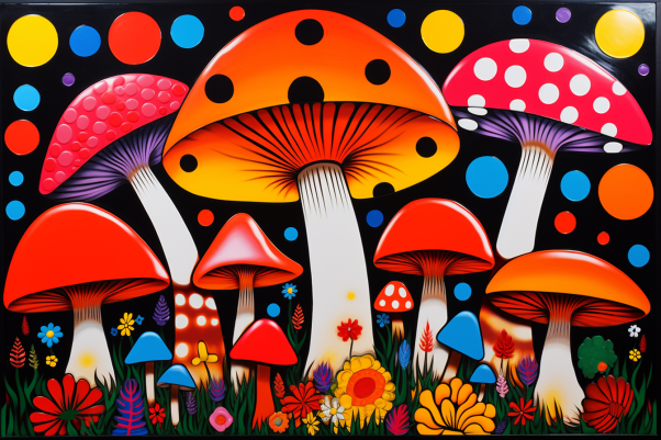 Bold Vivid Fun Mushrooms  Paint by Numbers Kit