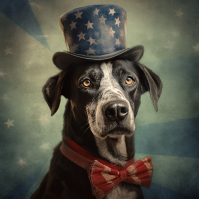 Old Patriotic Dog Red White And Blue