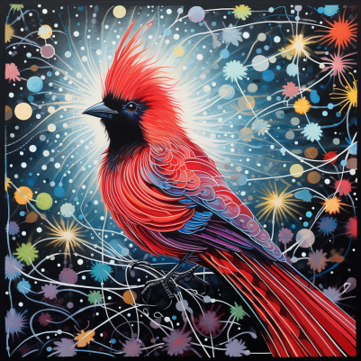 Fun Colorful Artsy Cardinal   Paint by Numbers Kit