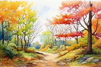 Thumbnail for Watercolor Autumn Trees And Path