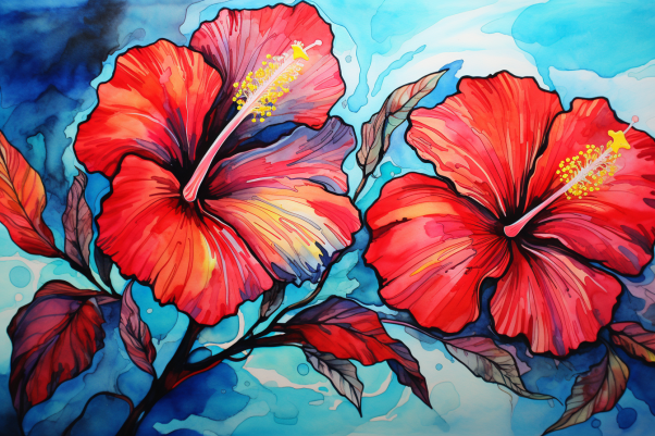 Watercolor Hibiscus Closeup  Paint by Numbers Kit