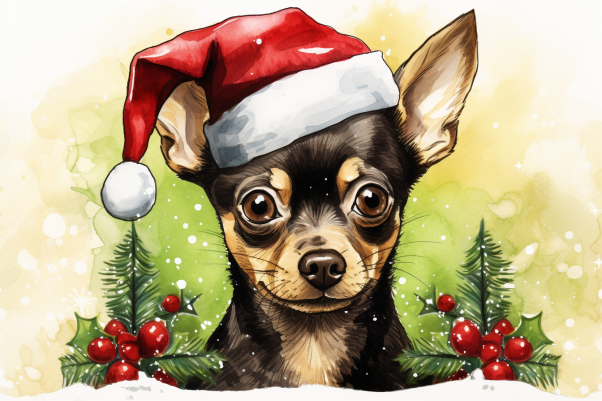 Christmas Chihuahua In Santa Hat