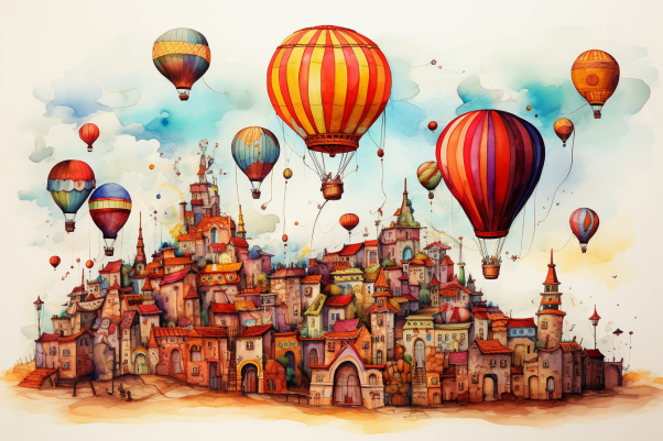 Watercolor Hot Air Balloon Festival