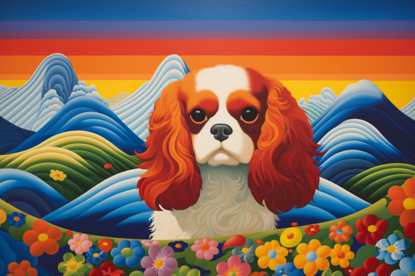 Bright Colorful King Charles Spaniel