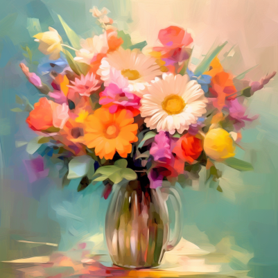 A Painting Of A Spring Flower Bouquet