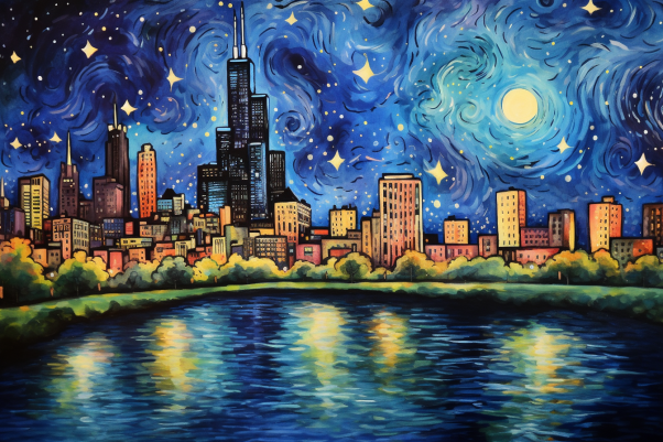 Starry Night Sky In Chicago