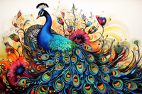 Thumbnail for Bold Watercolor Peacock  Paint by Numbers Kit