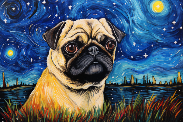 Starry Night Pug  Paint by Numbers Kit